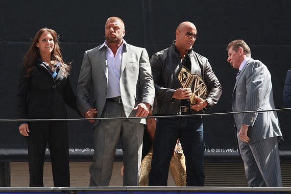 Stephanie McMahon (far left) and Triple H (second from left) are regarded as the future of WWE administration