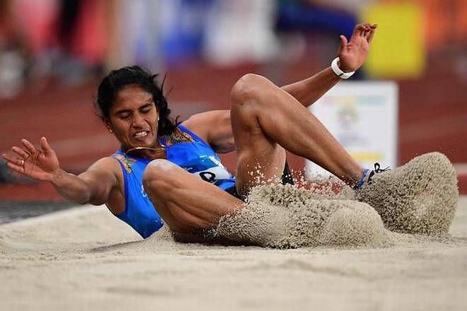 Neena Varakil in action during her event at Asian Games 2018