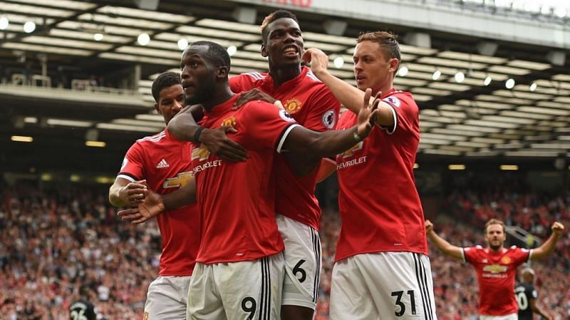 Romelu Lukaku celebrating with team-mates