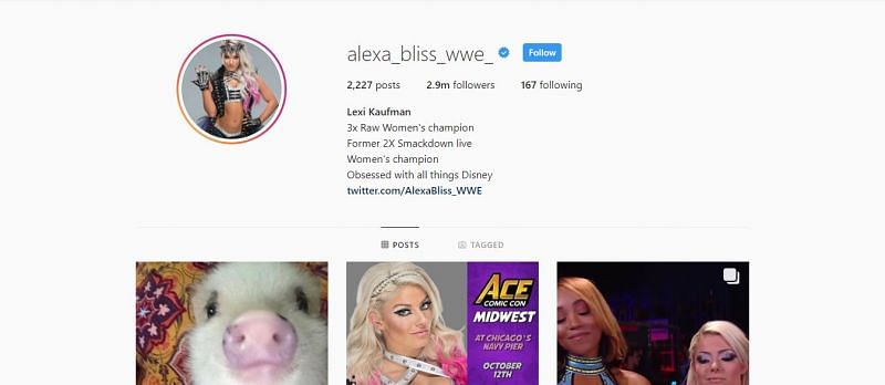 Alexa Bliss has almost 3 million followers on Instagram 