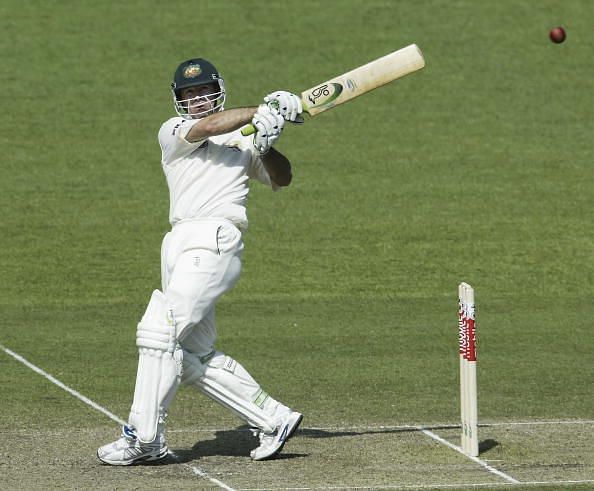 Ricky Ponting of Australia hooks a shot