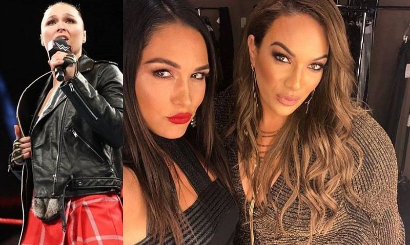 Ronda Rousey (left) and Nia Jax (right) were involved in a feud over the WWE RAW Women&#039;s Championship