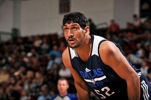 Satnam Singh representing the 2015 NBA Summer League squad of the Dallas Mavericks.