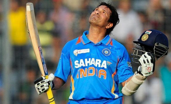 Sachin Tendulkar celebrating his 100th century at Mirpur, 2012