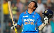 Sachin Tendulkar celebrating his 100th century at Mirpur, 2012