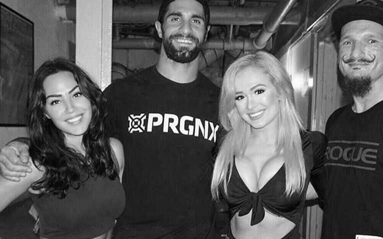 Seth Rollins (second from left) and Scarlett Bordeaux (second from right) are one of the more popular young pro-wrestlers today