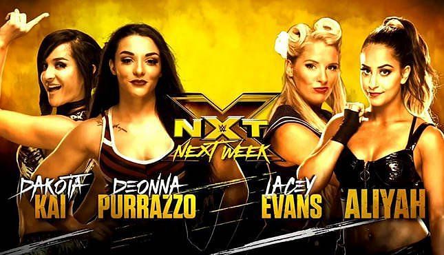 Image result for lacey evans and aliyah vs dakota kai and deonna purrazzo