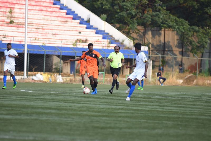 Captain of South United FC Magesh in action against ADE FC