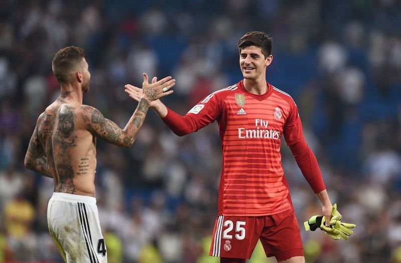 Sergio Ramos and Thibaut Courtois after the match.