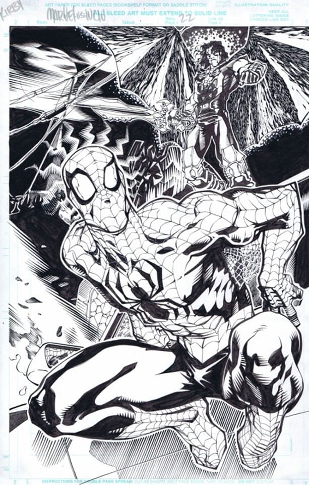 Rare Marvel vs. WCW Concept Art: Sting vs. Spiderman- By J.J. Kirby