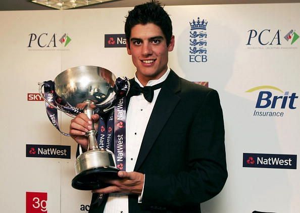 Cook after winning the PCA Young Cricketer's Award in 2005