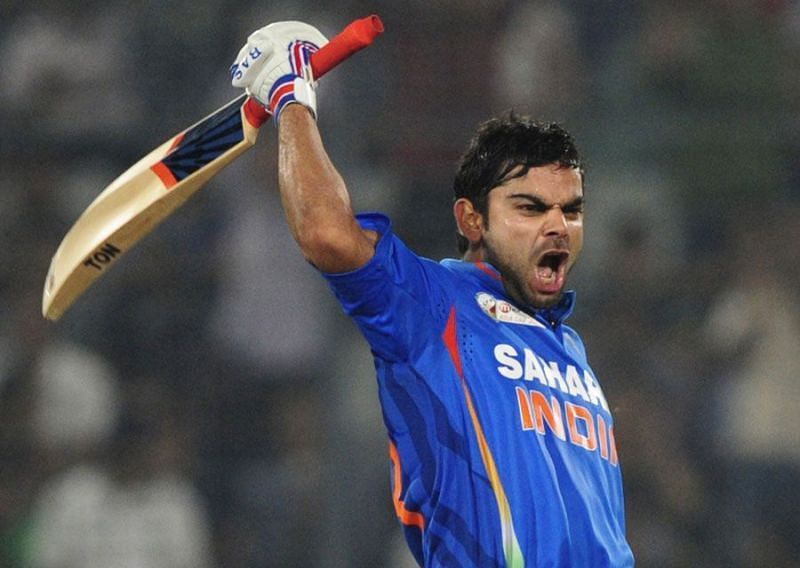 Virat celebrating after bringing up his 11th century