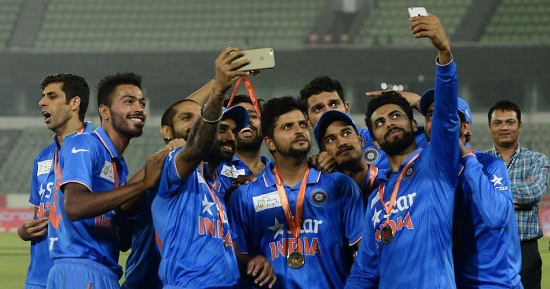 Indian players take a selfie to remember their Asia Cup triumph