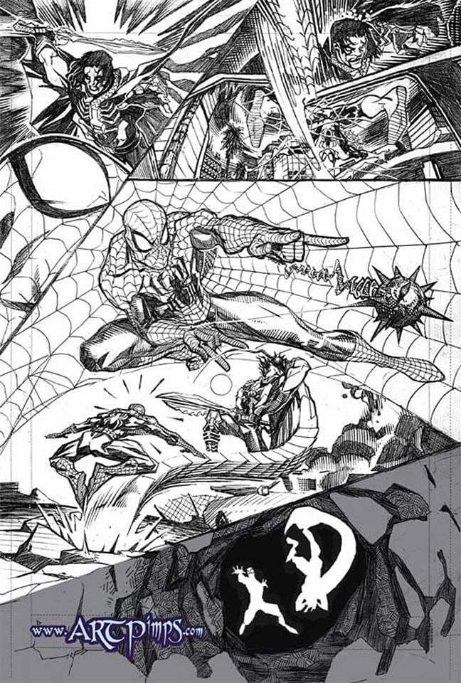 Rare Marvel vs. WCW Concept Art: Sting vs. Spiderman (2) - By J.J. Kirby