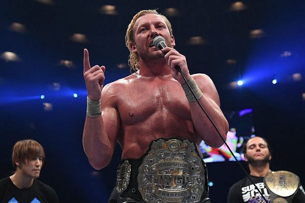 Kenny Omega after winning the IWGP Heavyweight Championship