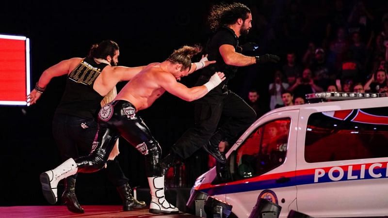 Seth Rollins rammed into the window of the police van