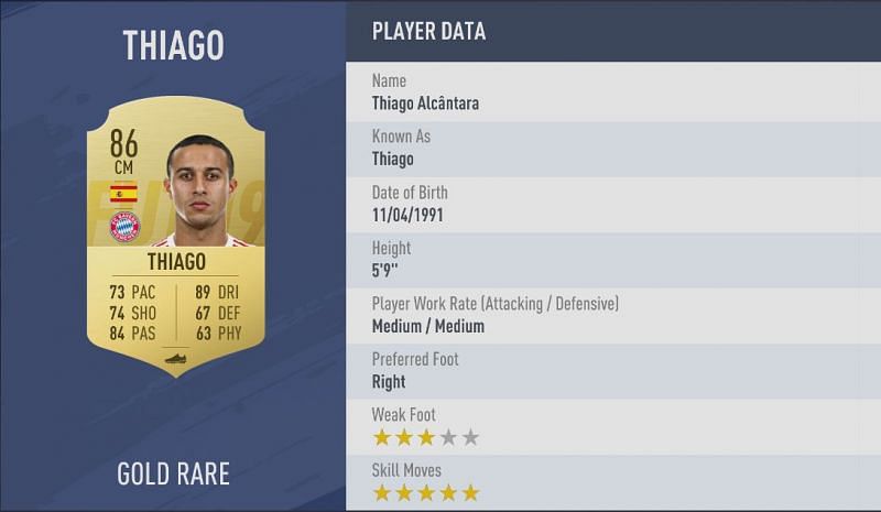 Thiago retains his five stars for skill moves