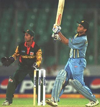 Sourav Ganguly during his knock of 135 against Bangladesh