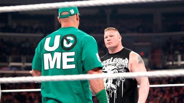 Cena and Lesnar moments prior to their massive brawl on Raw 