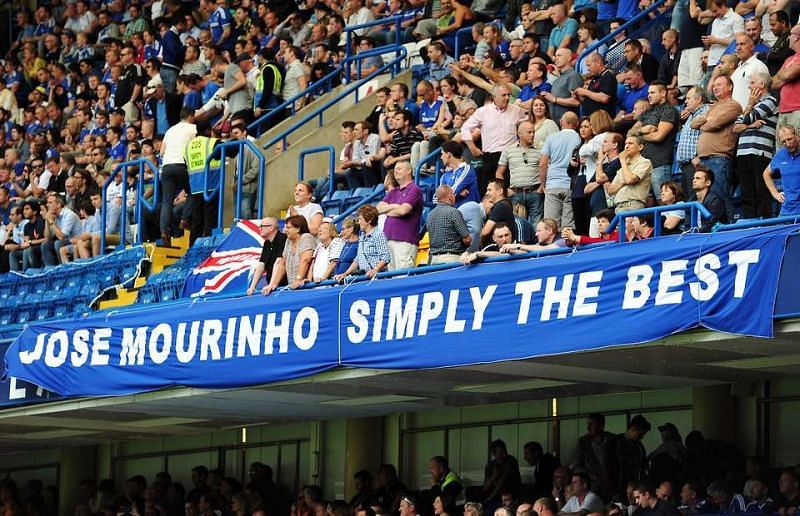 Jose Mourinho banner at Chelsea
