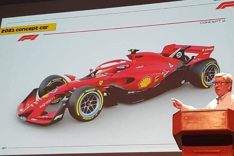 Lewis shared the picture of Ross Brawn who gave a talk regarding what might seem to be, in all likelihood, the future look of the F1 2021 cars