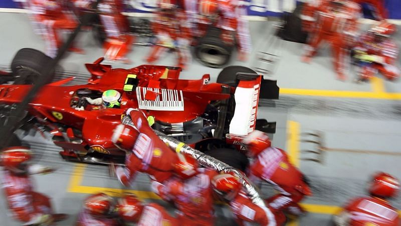 Ferrari crew at work