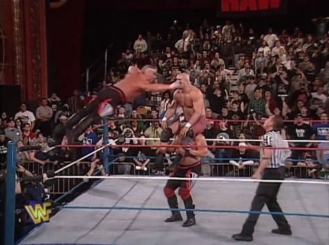 The Road Warriors finish it off with a flying clothesline