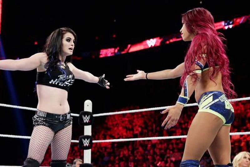 Paige and Sasha Banks in the ring