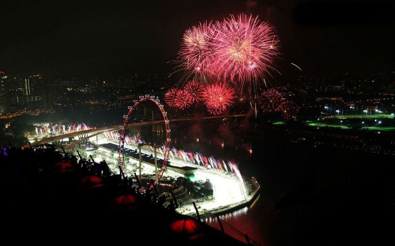 Singapore fireworks go off after the race