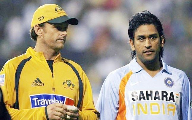 Adam Gilchrist with MS Dhoni