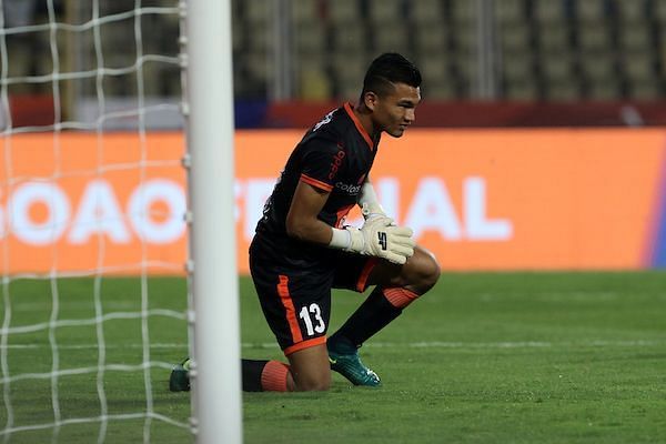 The teenager redeemed himself with a superb save in the second half to deny Alfaro from the penalty spot (Image Courtesy: ISL)