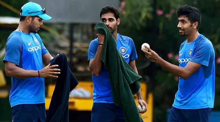 Indian fast bowling trio during a practice session