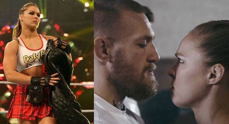 Ronda Rousey is a box office attraction wherever she goes, akin to her UFC colleague Conor McGregor (centre)