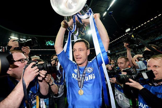 Terry controversially celebrated in full kit when Chelsea won the Champions League - despite being suspended for the final