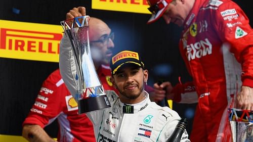 Lewis Hamilton on the podium in Austin