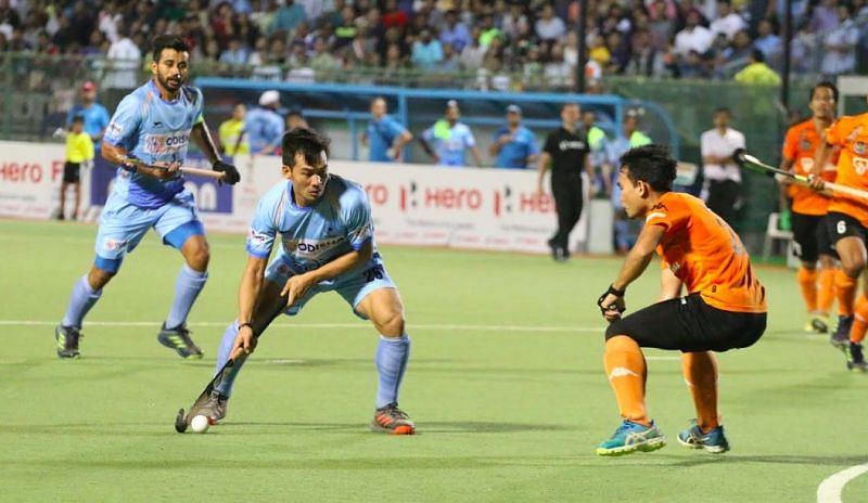 Chinglensana in action against Malaysia