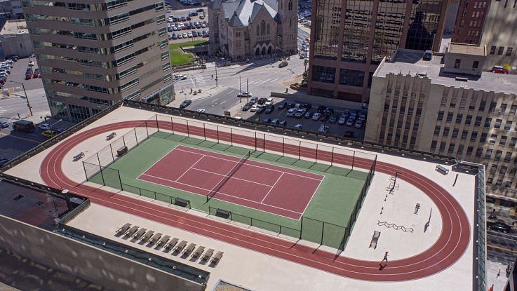 Grand Hyatt Denver Rooftop Track and Tennis Court