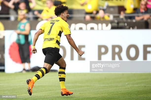 Jadon Sancho scored his first UCL goal vs Atletico Madrid