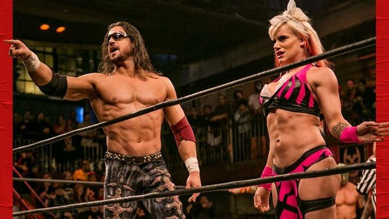 Johnny Mundo (Impact) with his wife Taya Valkyrie for Lucha Underground