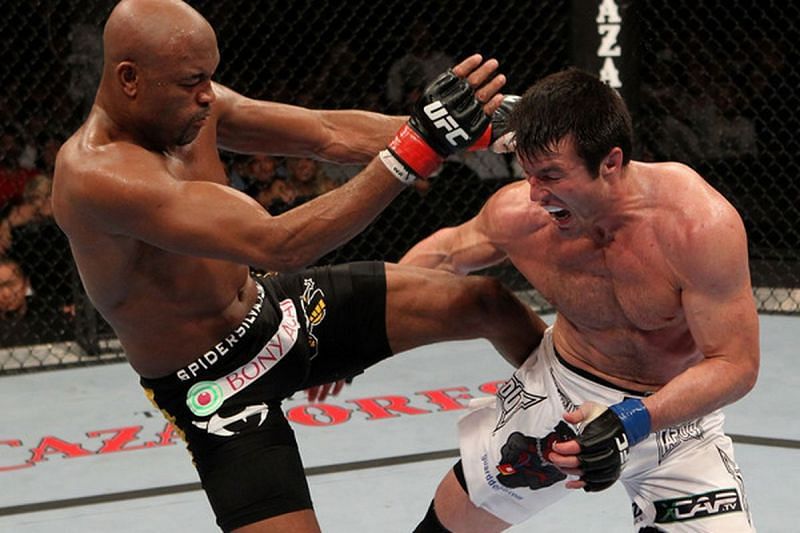 Anderson Silva and Chael Sonnen exchange blows in their classic bout at UFC 117