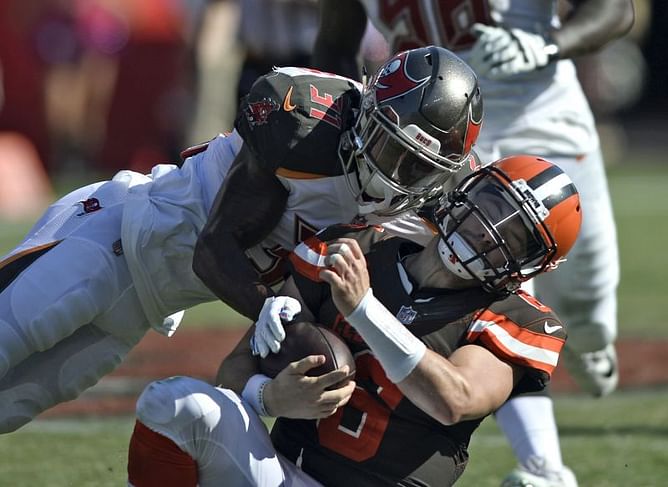 Mayfield says 'no words' for ref's explanation of helmet hit