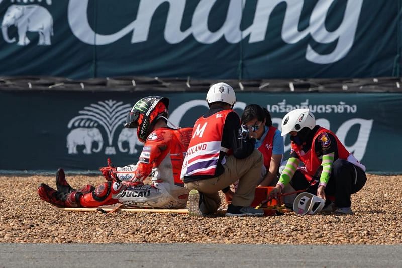 Jorge Lorenzo crashed in the free practice session and will no longer participate in ThaiGP