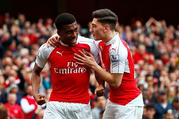Alex Iwobi (l) and Hector Bellerin (r) are showing good signs of improvement under Emery