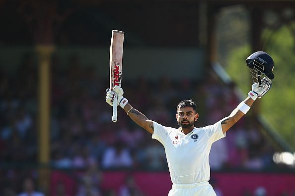 Australia v India - Kohli celebrating his hundred in the 4th test (2014-15)