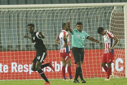 Rowllin Borges celebrates as ATK players drop their heads [Credits: ISL]