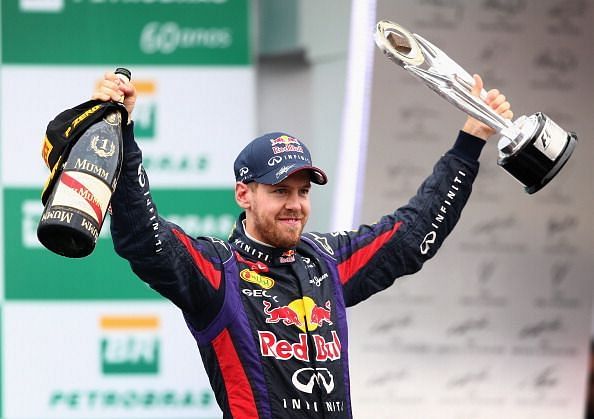 Sebastian Vettel after winning the F1 Grand Prix of Brazil 2013