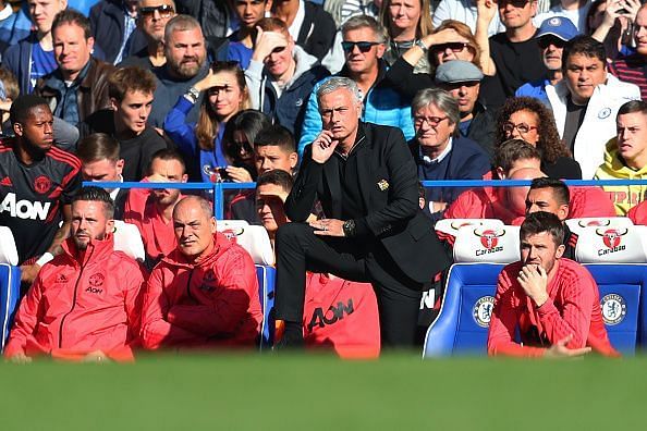 Jose Mourinho watches on at Stamford Bridge
