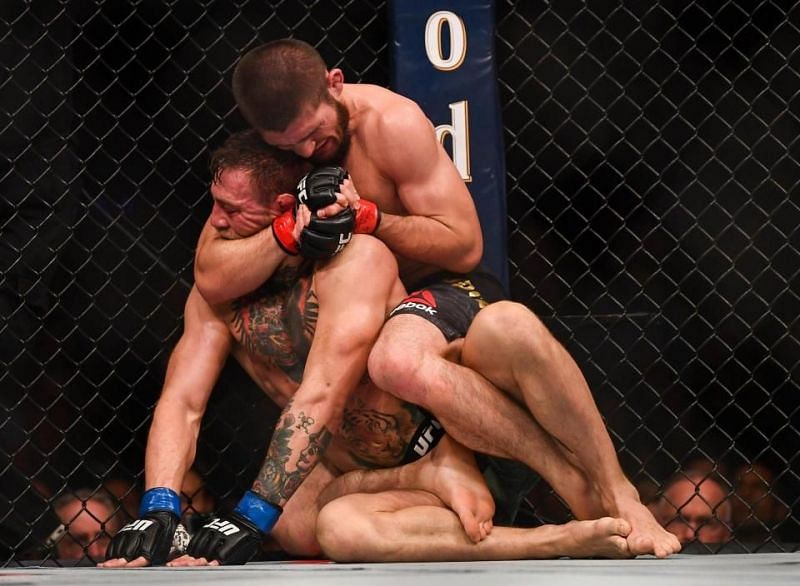 Moments before Conor McGregor was submitted by Khabib Nurmagomedov