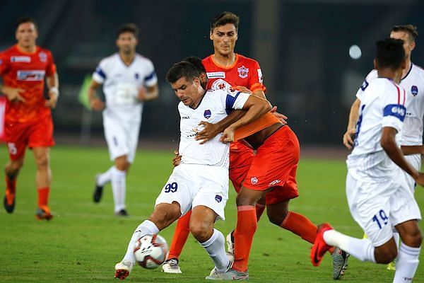 Andrija Kaludjerovic disappointed in his maiden outing for Delhi Dynamos [Credits: ISL]