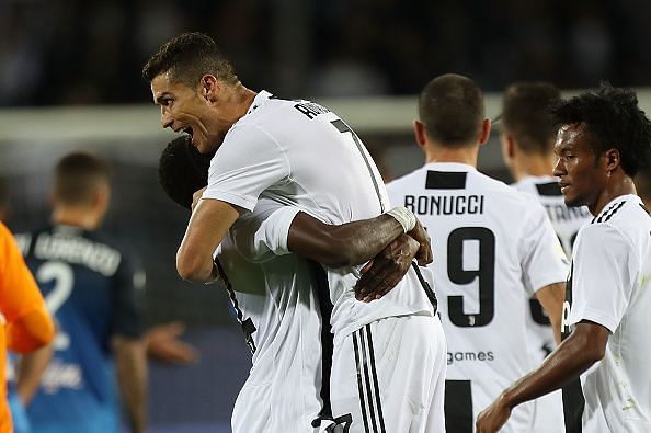 Ronaldo, celebrating with his new teammates
